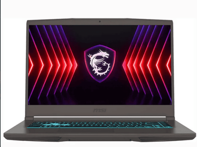 High-performance MSI Thin 15 B13UC- 3086XZA gaming laptop with RGB keyboard.