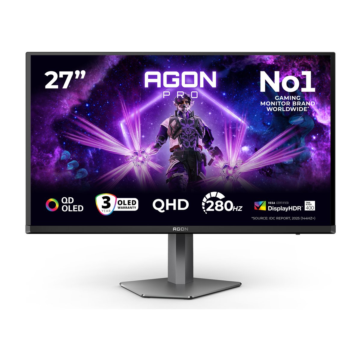 AOC AG276QZD2 AGON, 27 inch OLED QHD 2560x1440 240Hz, 0.03ms, 450nits, HDMI DP, Speakers, Ergo Stand | Buy Online in South Africa