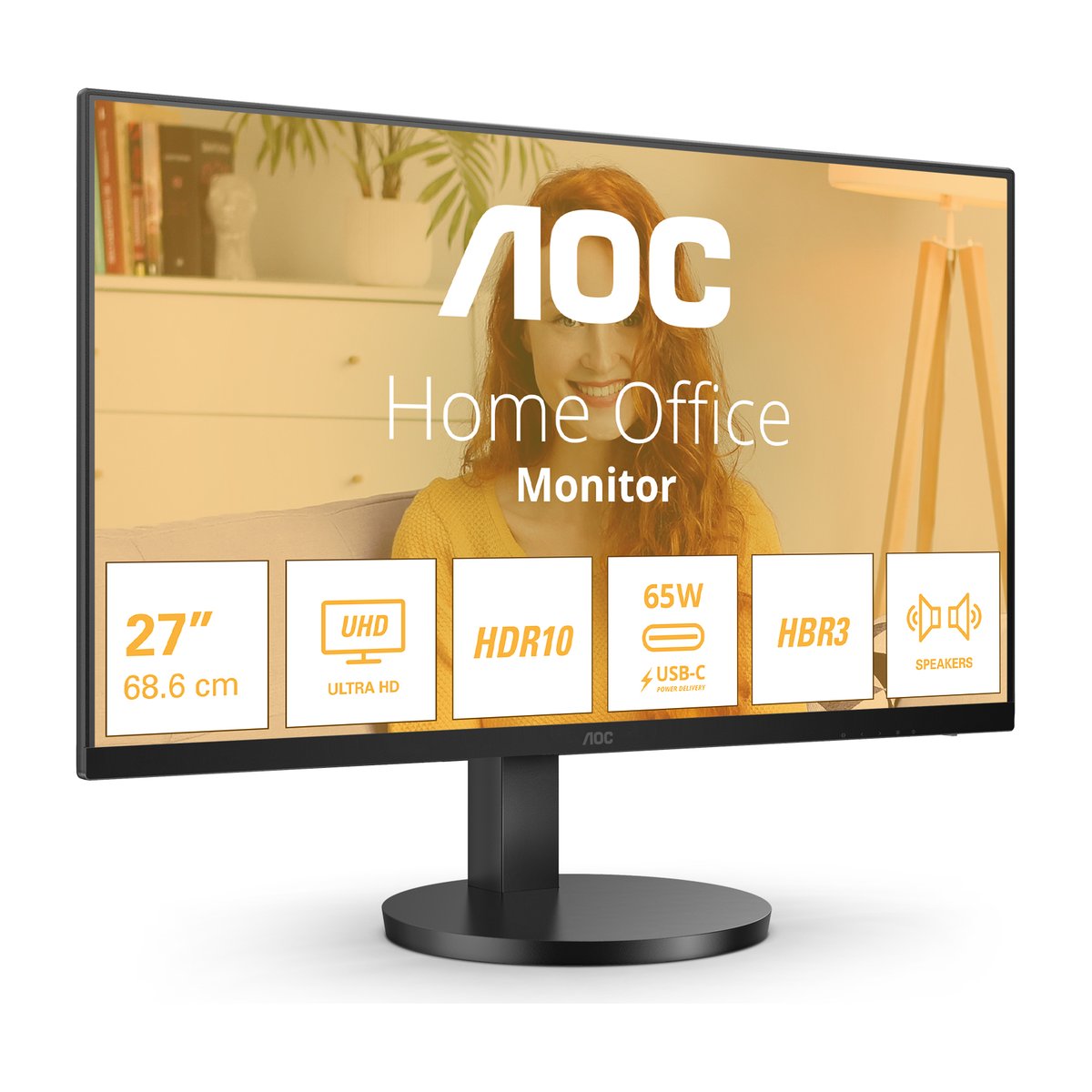AOC U27B3CF Monitor 27 inch, IPS 4K UHD 3840x2160 60Hz, USB-C 65w, HDMI DP, Ergo Stand, Internal PSU | Buy Online in South Africa