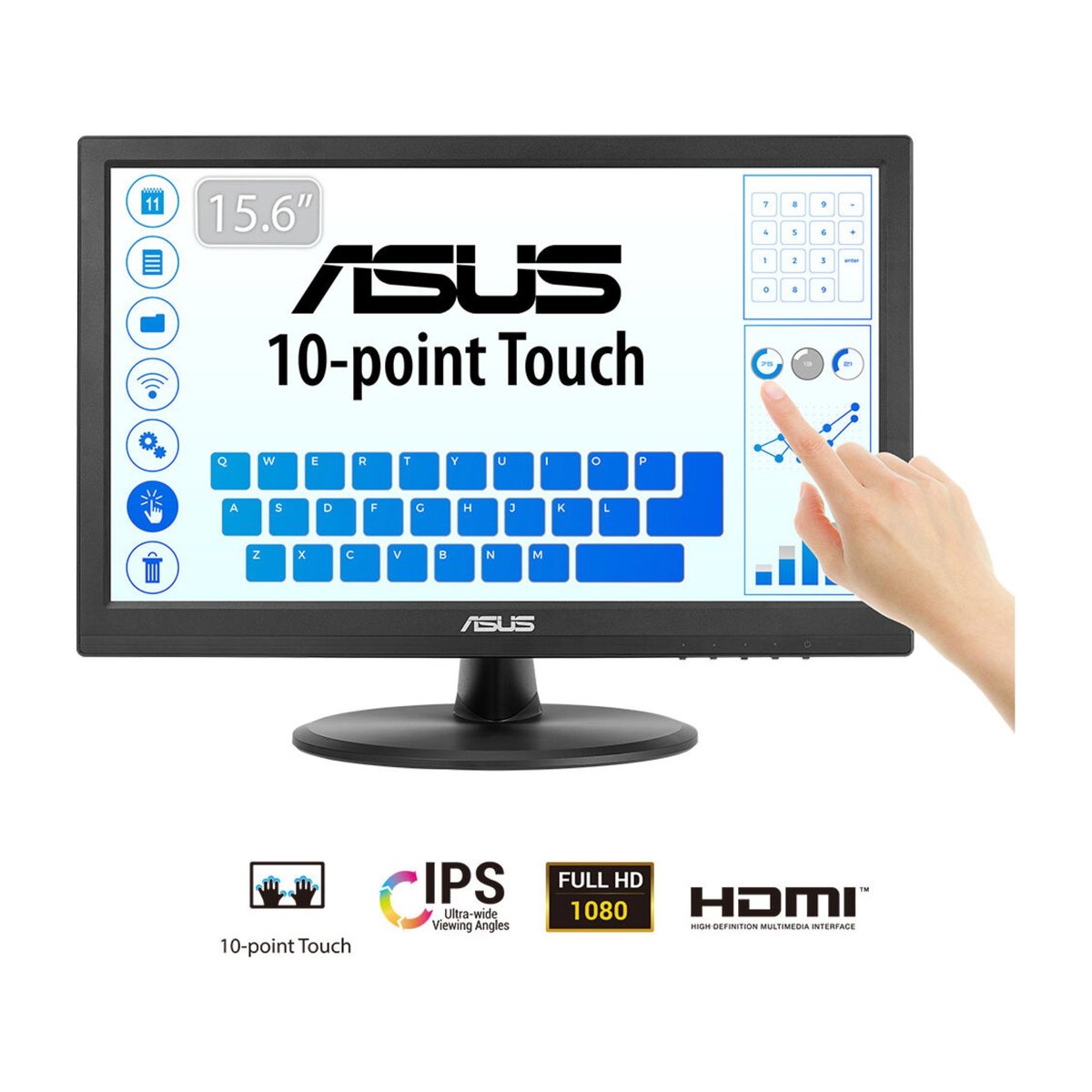 ASUS VT169HE, Touch, 15.6 FHD, PSS, 60Hz, AR16:9, 5ms – GTG, 220 NITS, 1000:1, VA (H170/V170) - Asus | Buy Online in South Africa