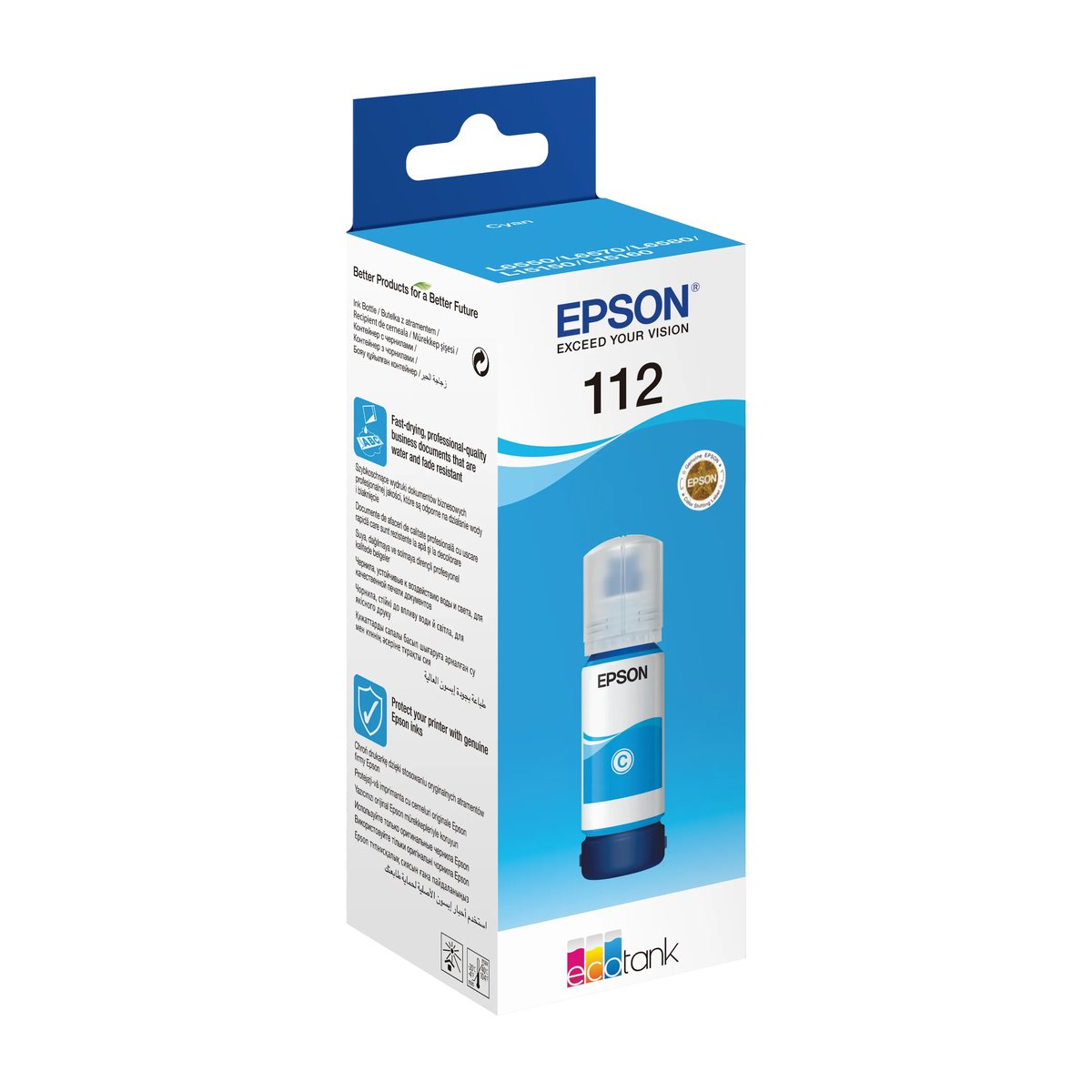 Epson 112 EcoTank Pigment Cyan ink bottle (70 ml). 6000 pages @ 5% coverage - Epson | Buy Online in South Africa