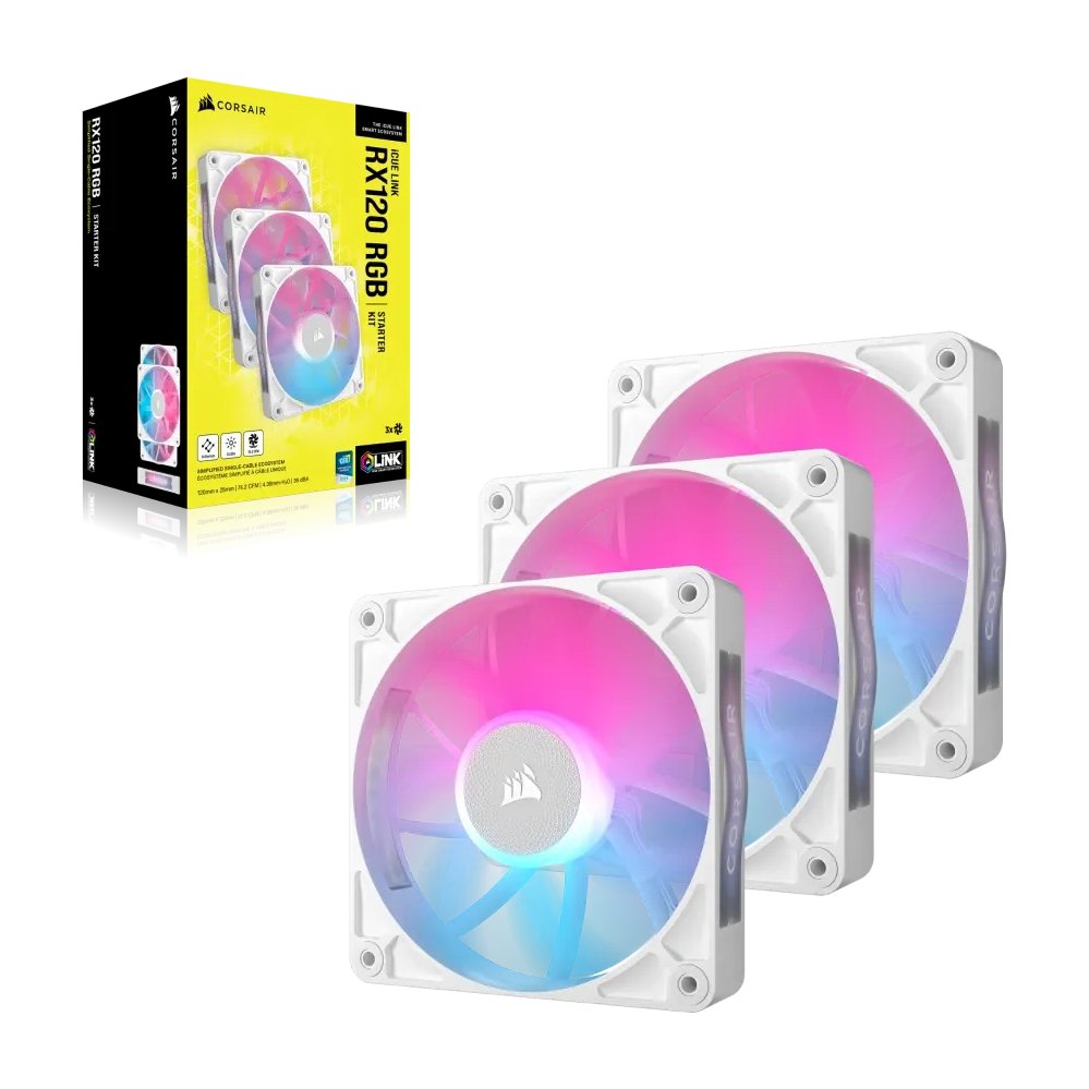 Corsair RX RGB Series, iCUE LINK RX120 RGB White, 120mm Fan, Triple Pack - Corsair | Buy Online in South Africa