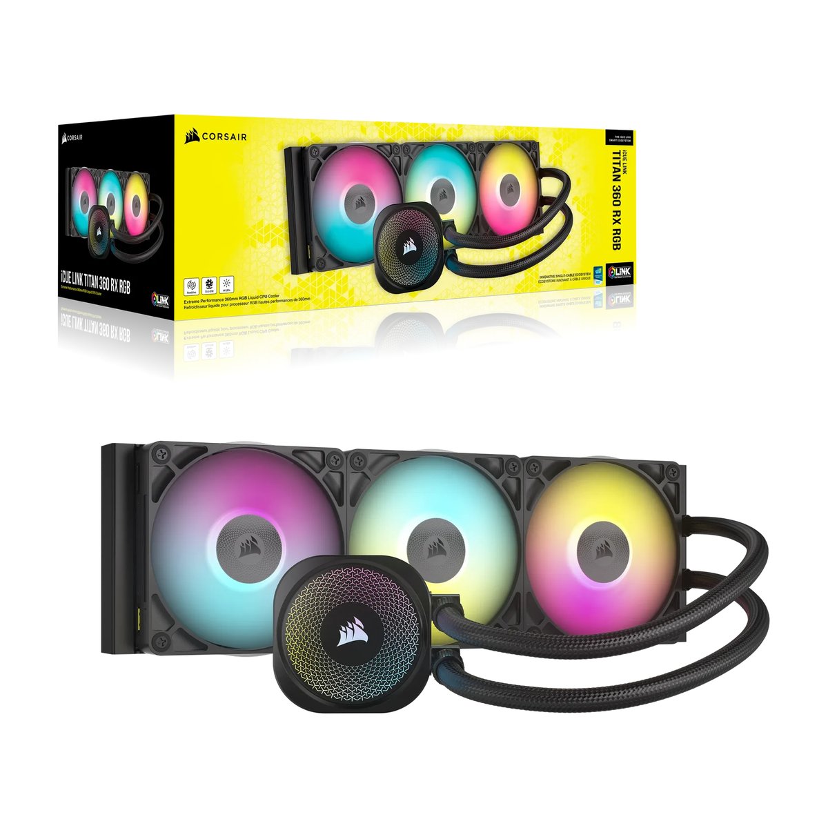 Corsair iCUE LINK TITAN 360 RX RGB Liquid CPU Cooler – RX120 RGB Fans – Fits Intel LGA 1851/1700 - Corsair | Buy Online in South Africa