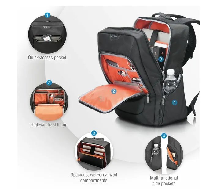 Everki ADVANCE BACKPACK, Fits up to 15.6 inch laptops, Hidden stash pocket - Everki | Buy Online in South Africa