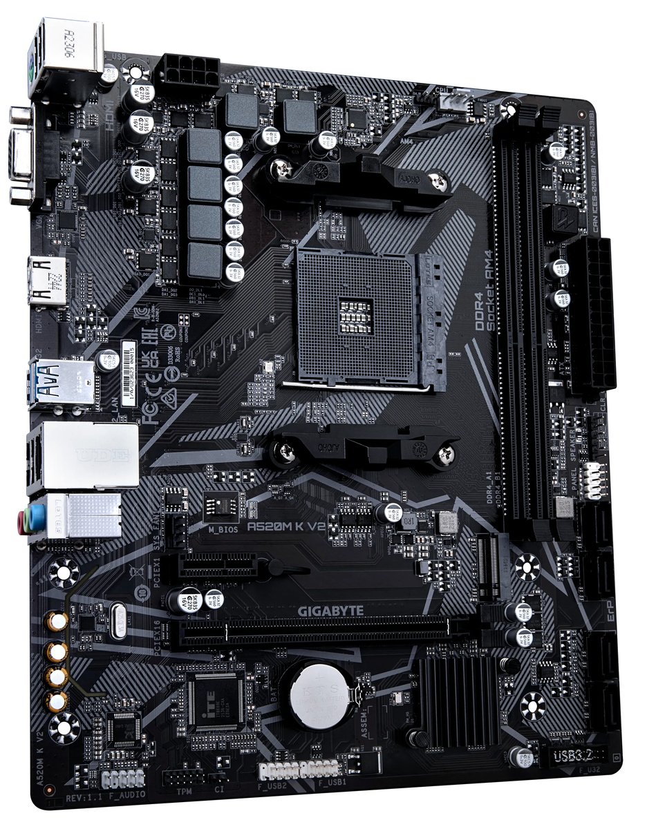 Gigabyte AMD A520M-K for 3rd/4th/5th Generation AMD Ryzen processors, 2x Dual DDR4, 1x M2, HDMI, VGA - Gigabyt | Buy Online in South Africa