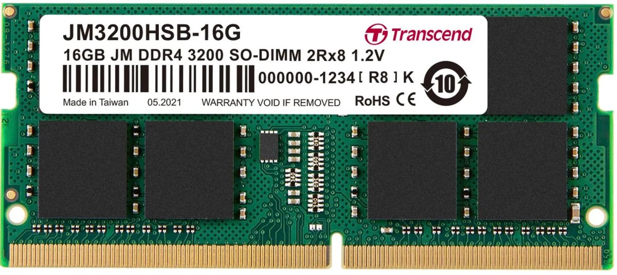 Transcend JET Memory 16GB DDR4-3200 Notebook SO-DIMM 2RX8 CL22 - Transcend | Buy Online in South Africa