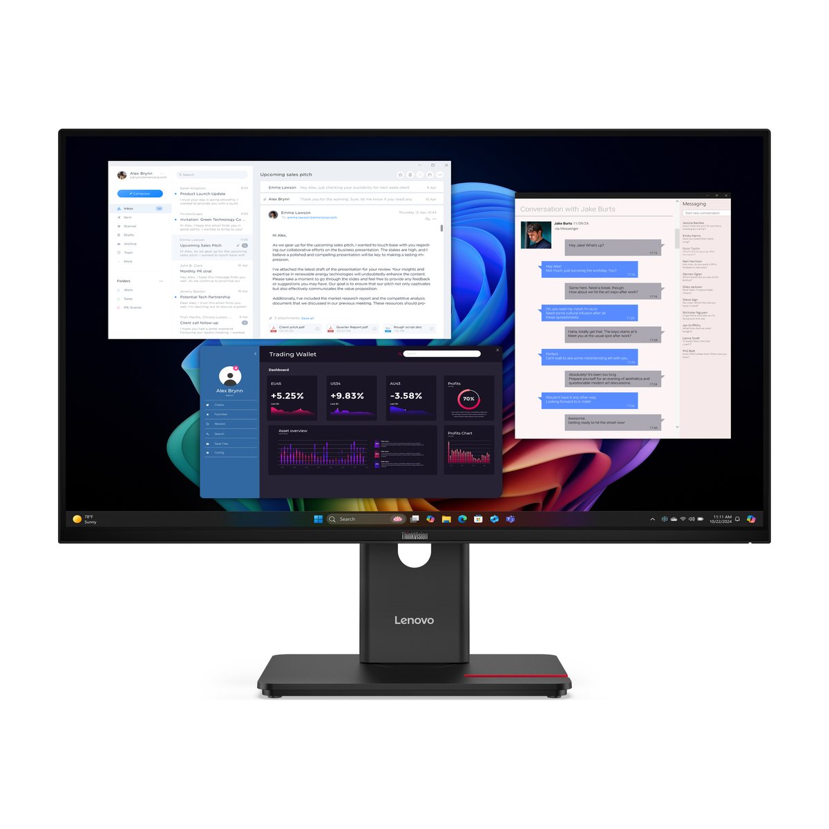 Lenovo ThinkVision T27UD-40, 27" 4K UHD, IPS, 120hz, HDMI, DP, USB-C 96W Pd, ethernet, tilt, swivel - lenovo | Buy Online in South Africa