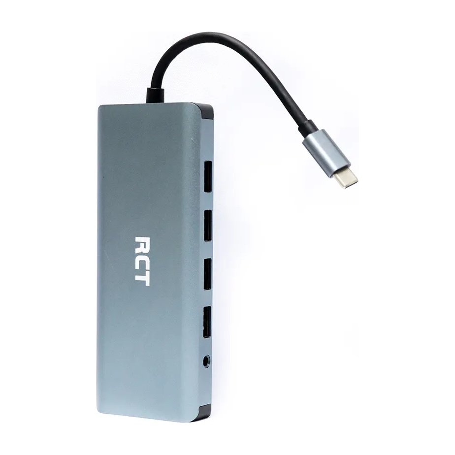 RCT compact 12-in-1 USB Type C hub with 2 HDMI, 1 VGA, 3 USB 3.0, 1 USB 2.0, 1 RJ45, PD100W, audio - RCT | Buy Online in South Africa