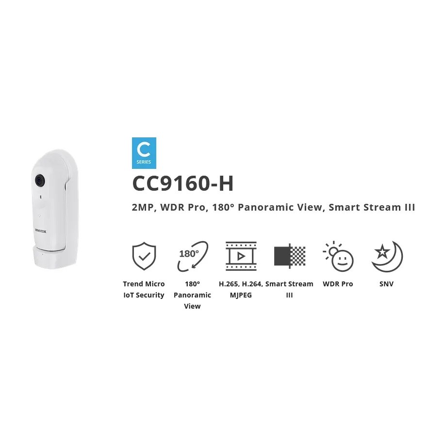 Vivotek Indoor 2MP 180 Degree, WDR PRO, Mic, IO - Vivotek | Buy Online in South Africa