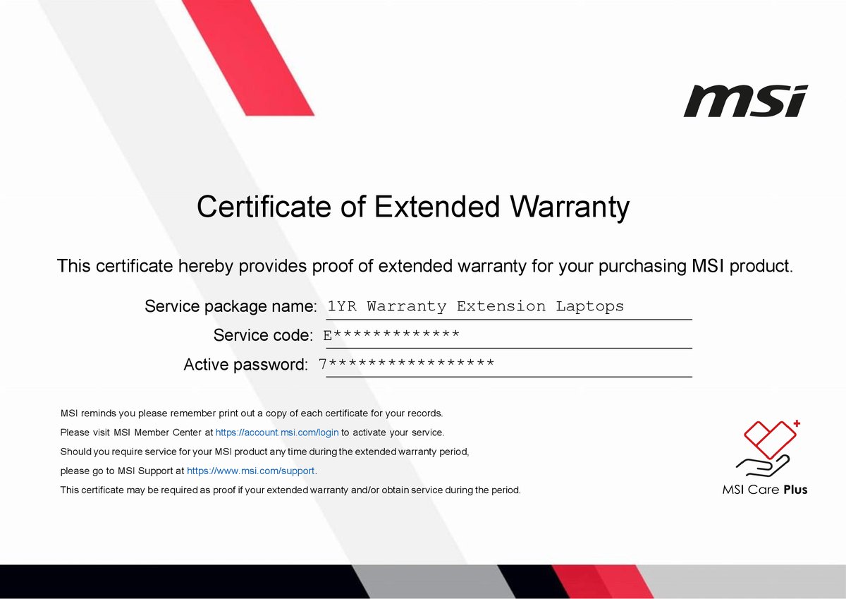 MSI Warranty Extension/ 1+ Year Extension | Buy Online in South Africa