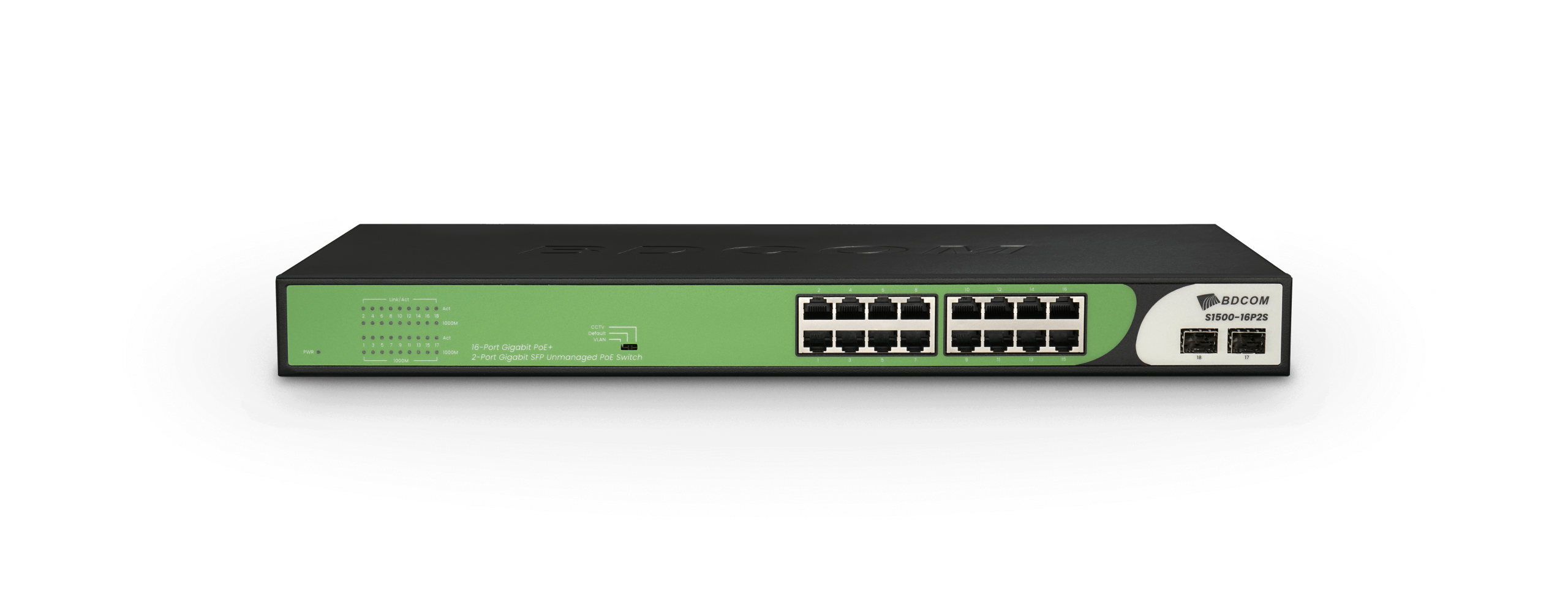BDCOM 16-Port Gigabit PoE Switch (16-Port PoE + 2-Port Gigabit SFP) 180W PoE Budget | Buy Online in South Africa