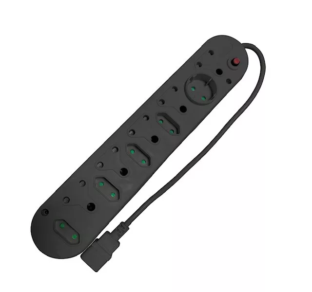 Acconet 10-Way Multiplug 5x 16A SA, 4x 5A 2-Pin, 1x Round 5A, Black | Buy Online in South Africa