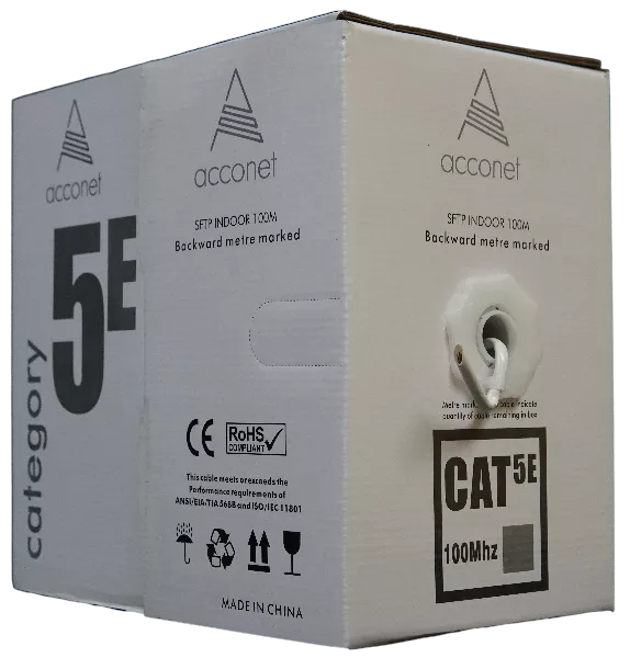 Acconet CAT5e Indoor Ethernet Cable 100m White CCA STP Pull Box | CAT5-100-SC-STP | Buy Online in South Africa