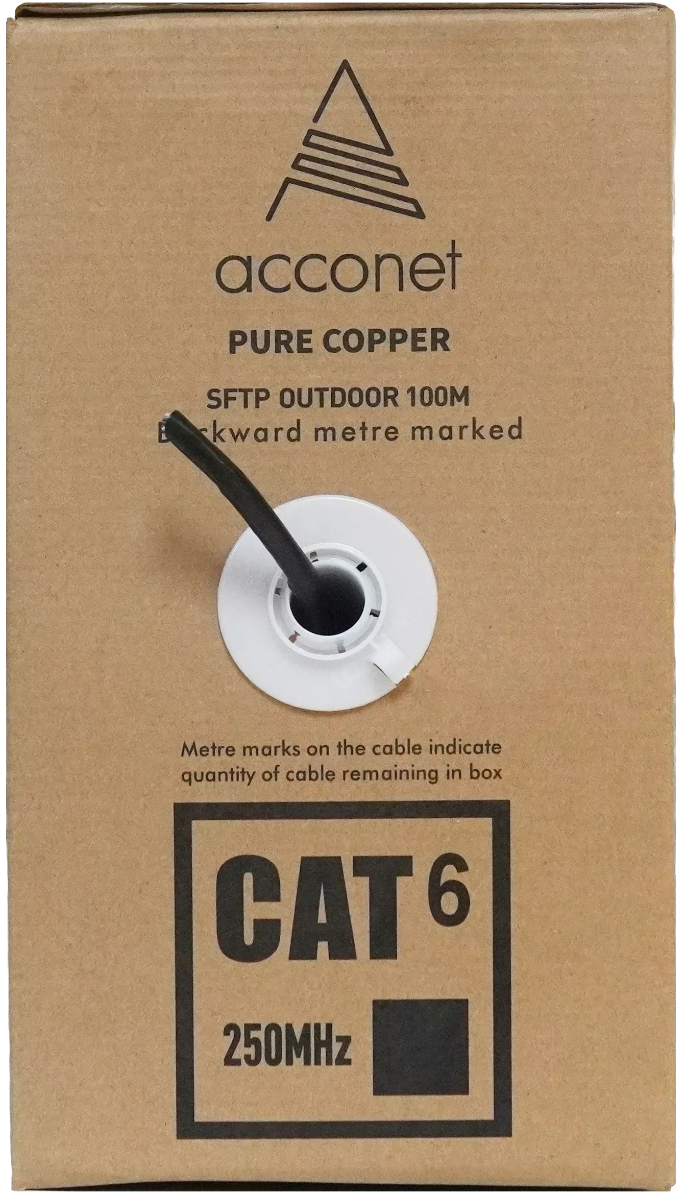 Acconet CAT6 UV Outdoor Ethernet Cable 100m Black Solid Core SF/TP Pull Box | Buy Online in South Africa