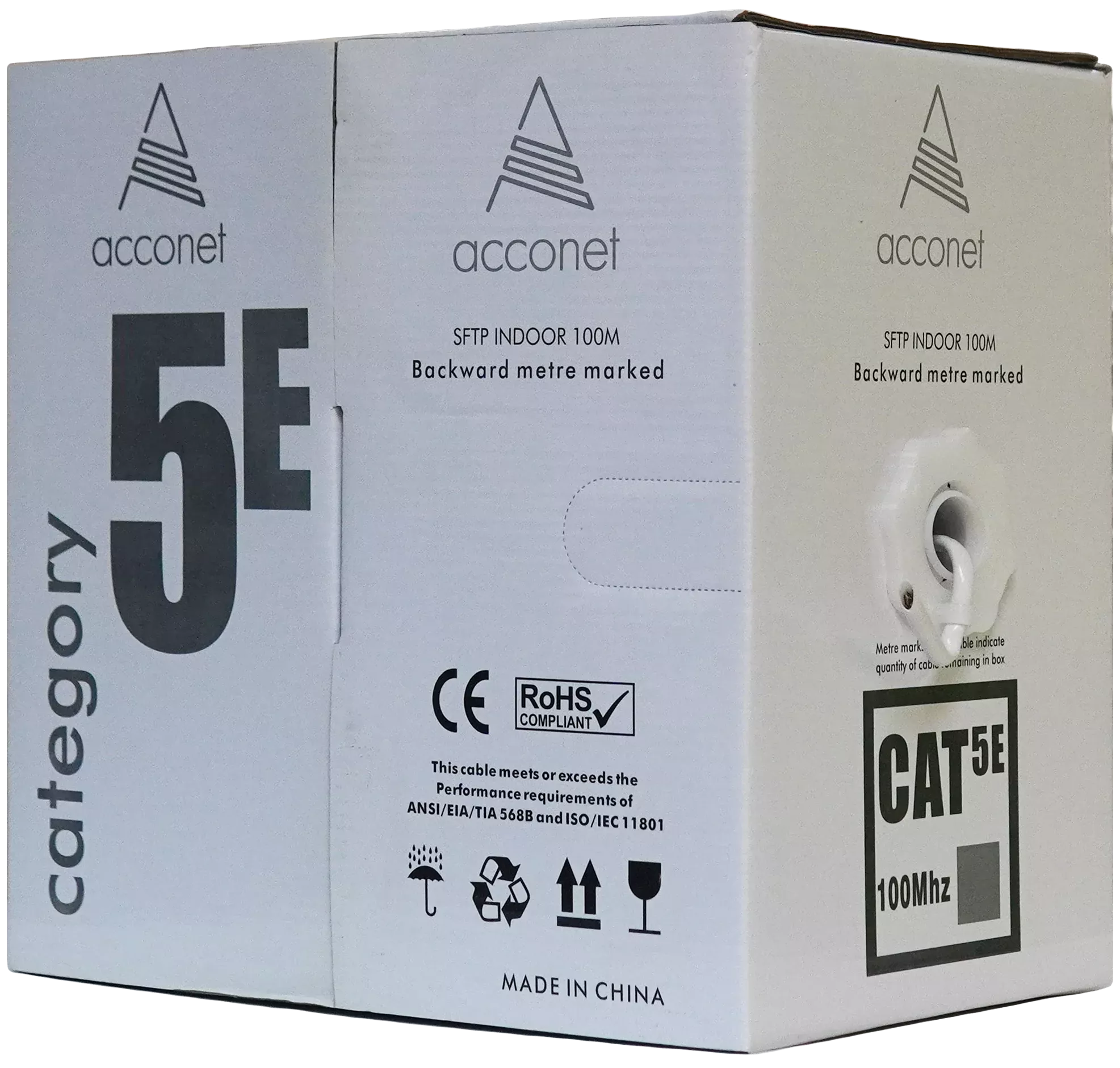 Acconet CAT5e Indoor Ethernet Cable 100m White Solid Copper STP Pull Box | Buy Online in South Africa