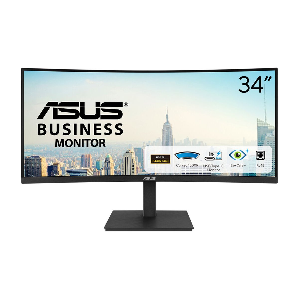 ASUS VA34VCPSR Docking Monitor, 34 WQHD, 1500R Curved, USB-C PD 96W, RJ45 Ethernet, USB Hub | Buy Online in South Africa