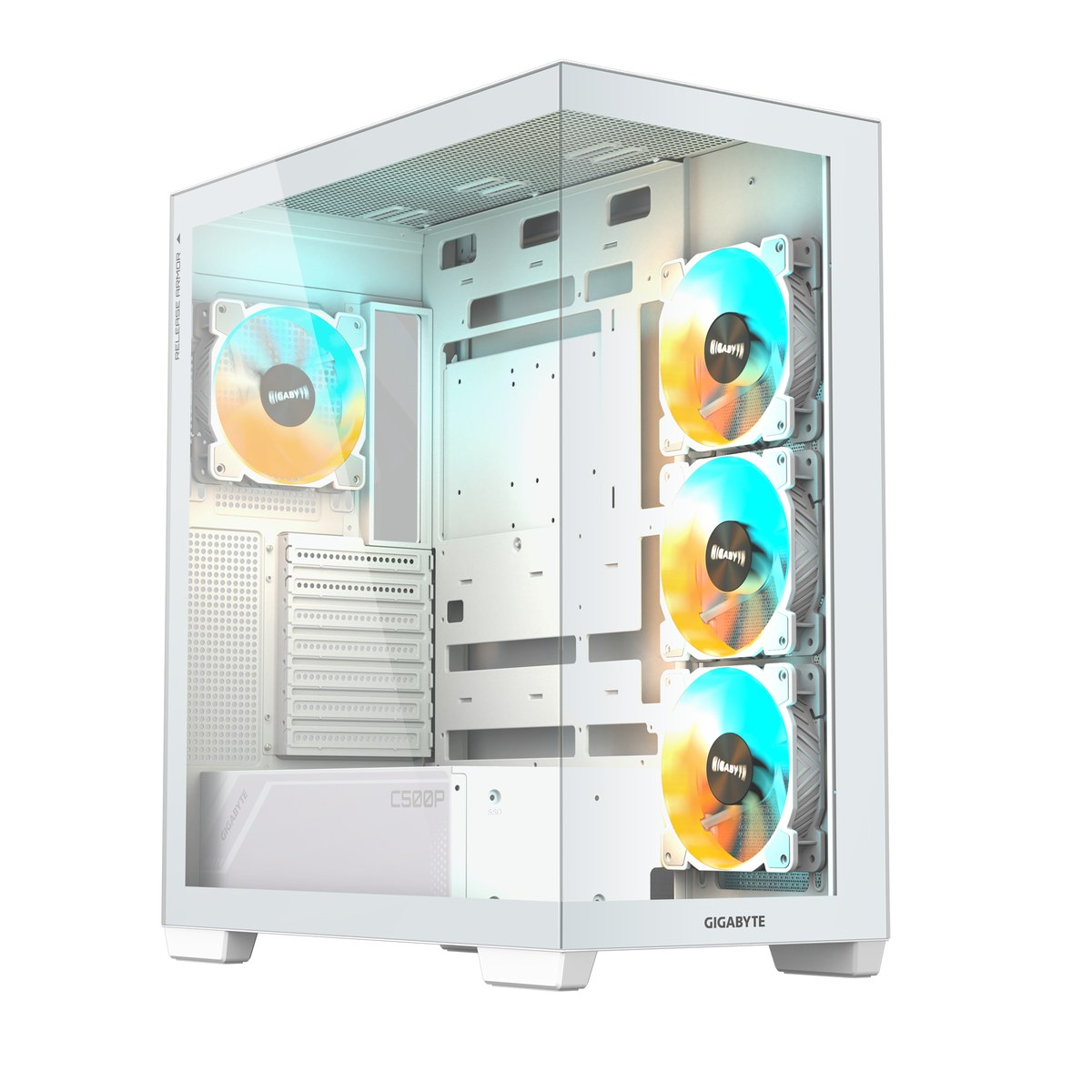 Gigabyte C500 White Panoramic Stealth ATX Chassis; 1x 3.5'' | 2x 2.5'' Drive Bays; 360mm Radiator; 4x 120mm AR | Buy Online in South Africa