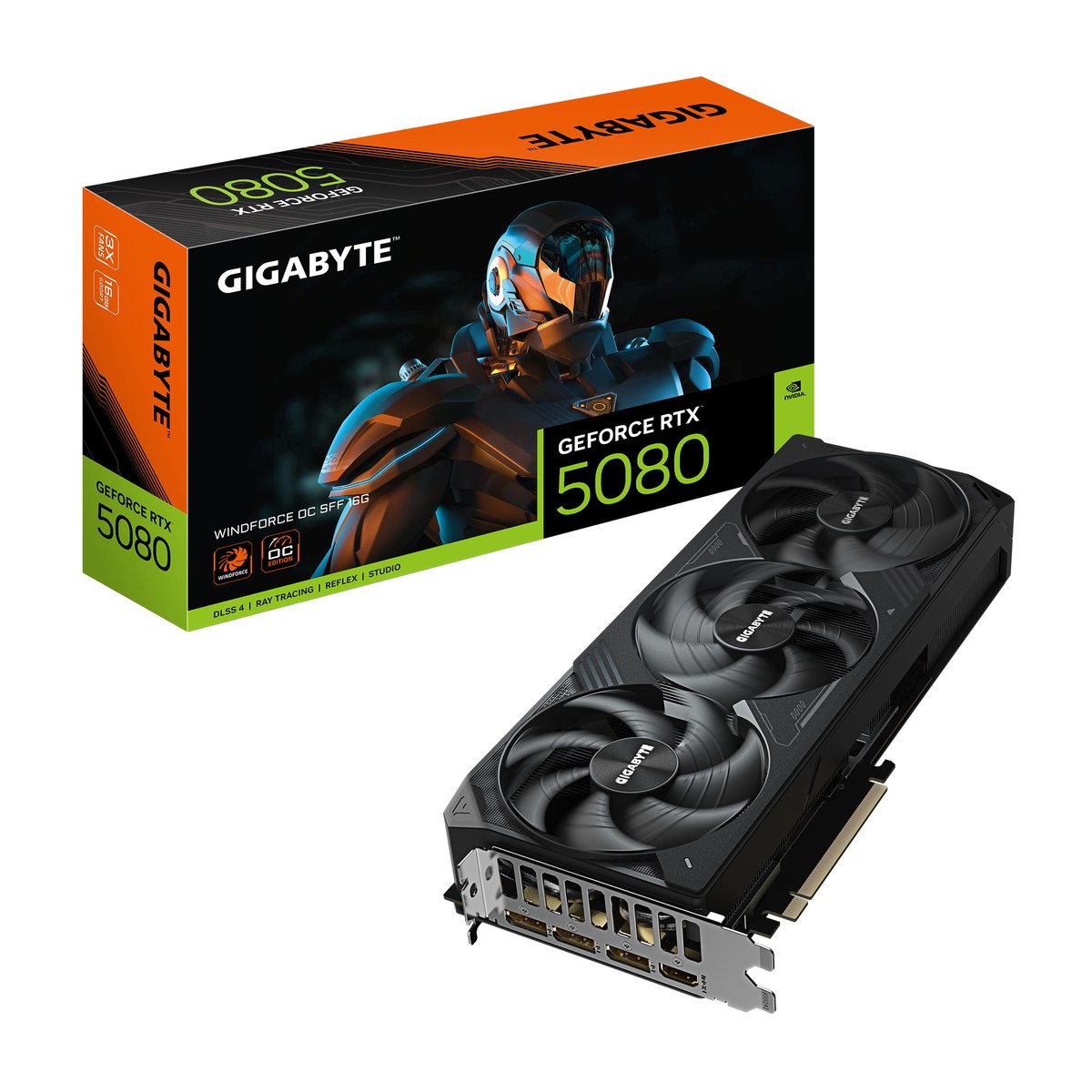 GIGABYTE nVidia GeForce RTX 5080 WINDFORCE OC 16G - 16GB GDDR7; 256-Bit Memory Bus; 1x HDMI; 3x DisplayPort; M | Buy Online in South Africa