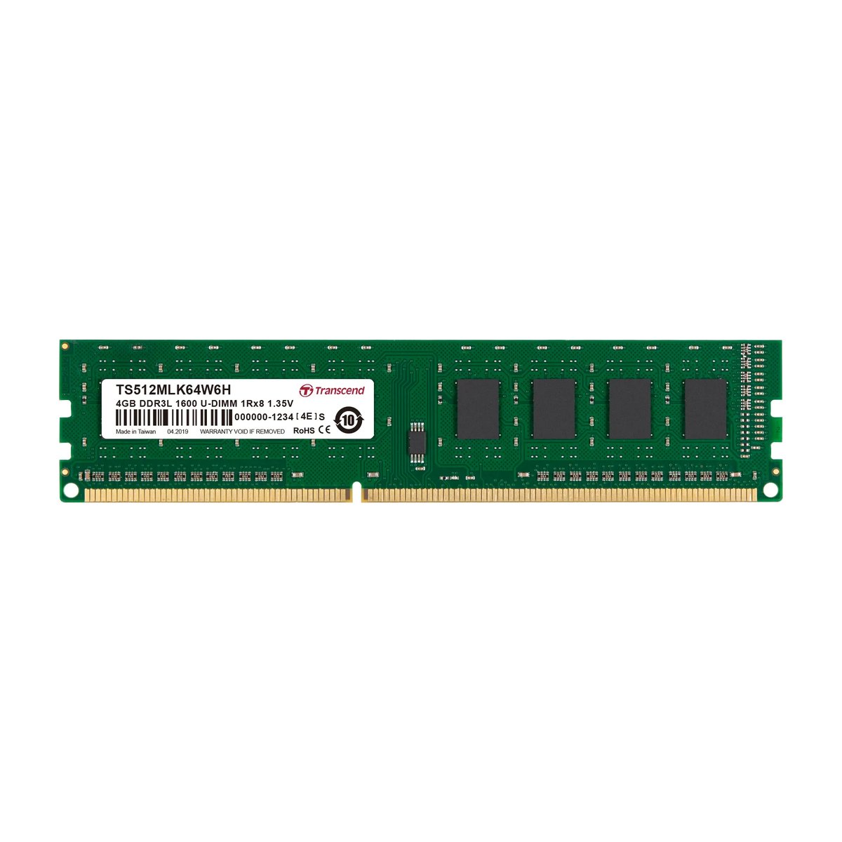 Transcend 4GB DDR3L-1600 Low Voltage Dual Voltage Desktop U-DIMM 1.35V/1.5V - Transcend | Buy Online in South Africa